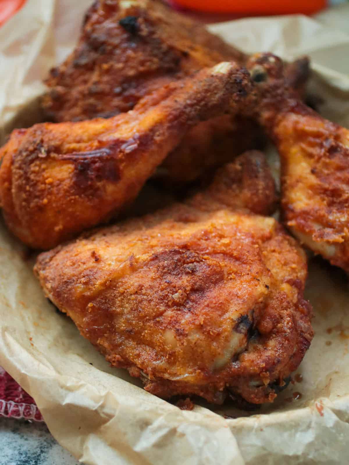 Air fried Chicken on a plate.