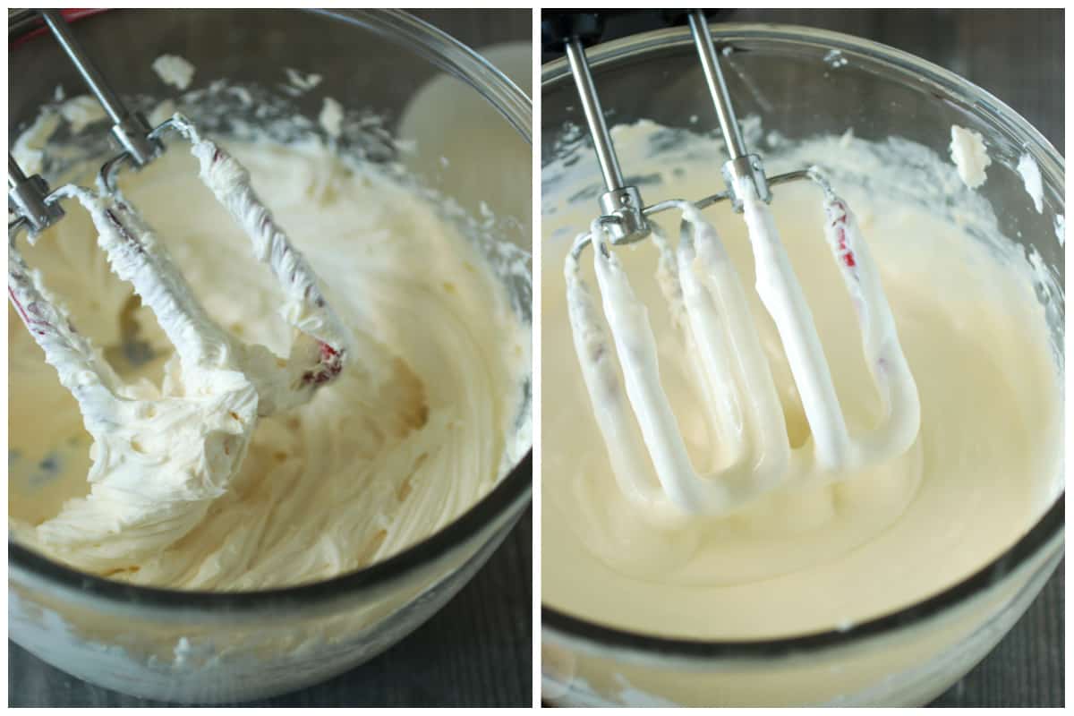 Mixing the cheesecake batter.