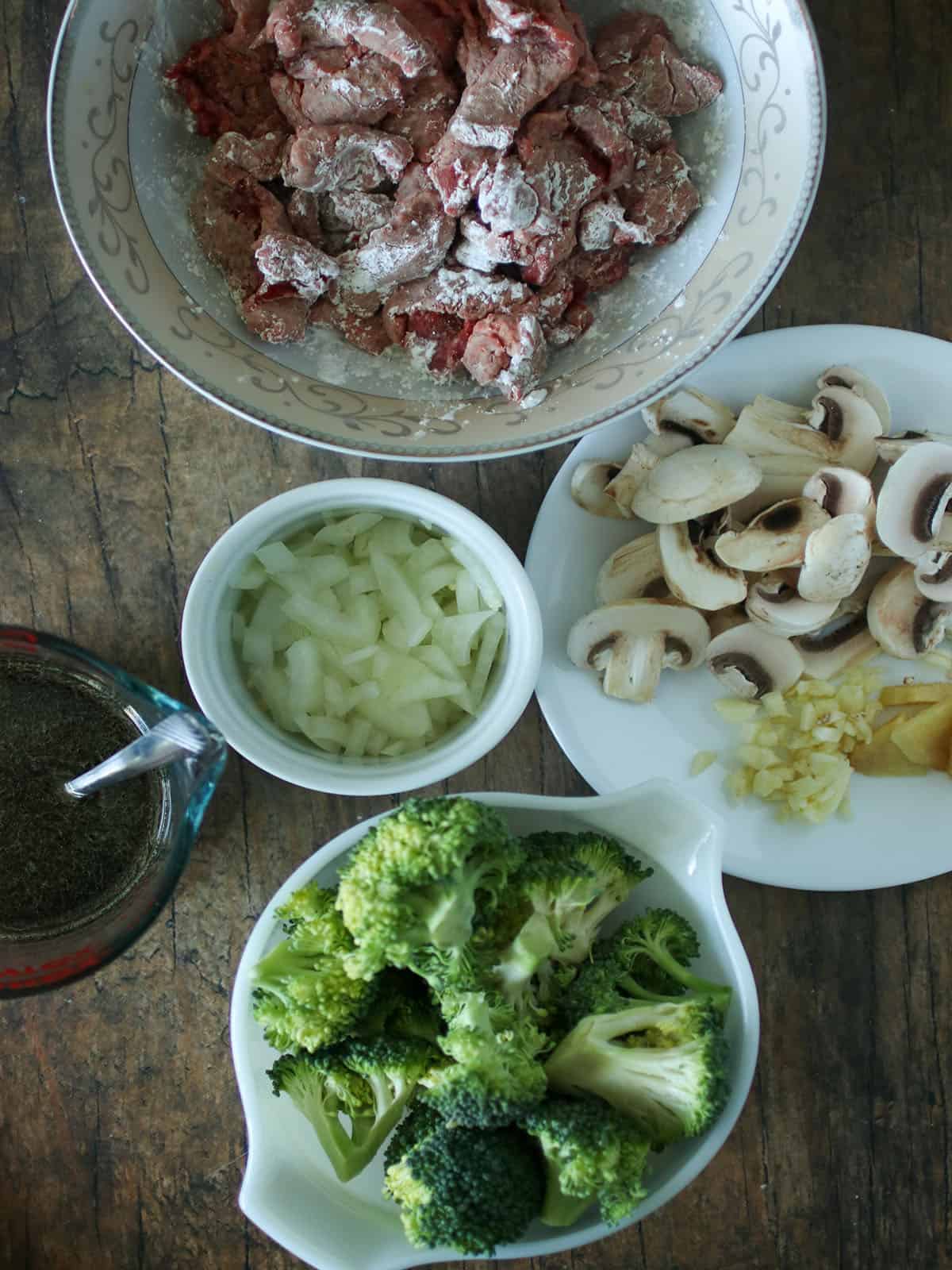 The ingredients for the beef teriyaki.