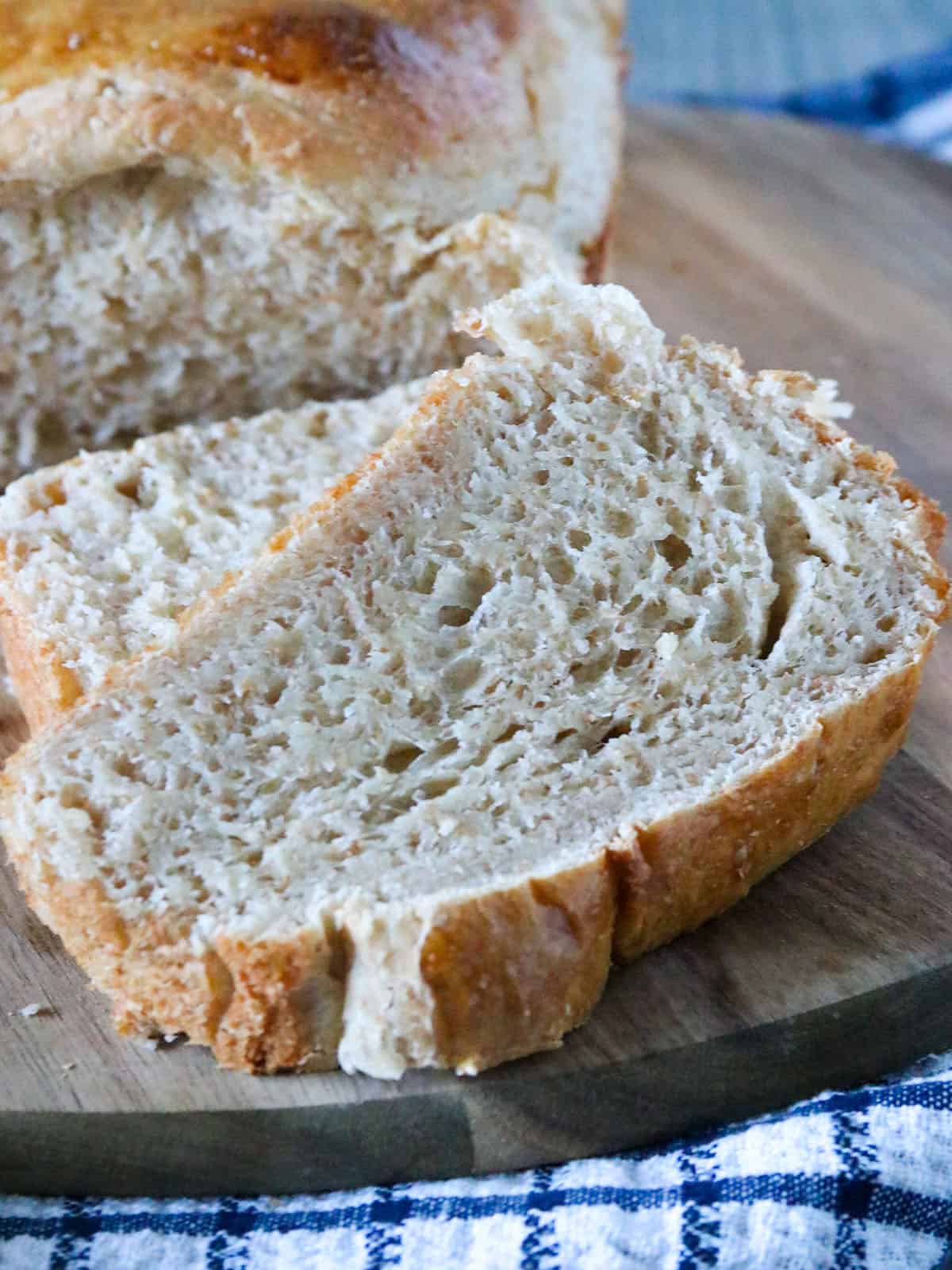 Sliced whole wheat buttermilk loaf bread.