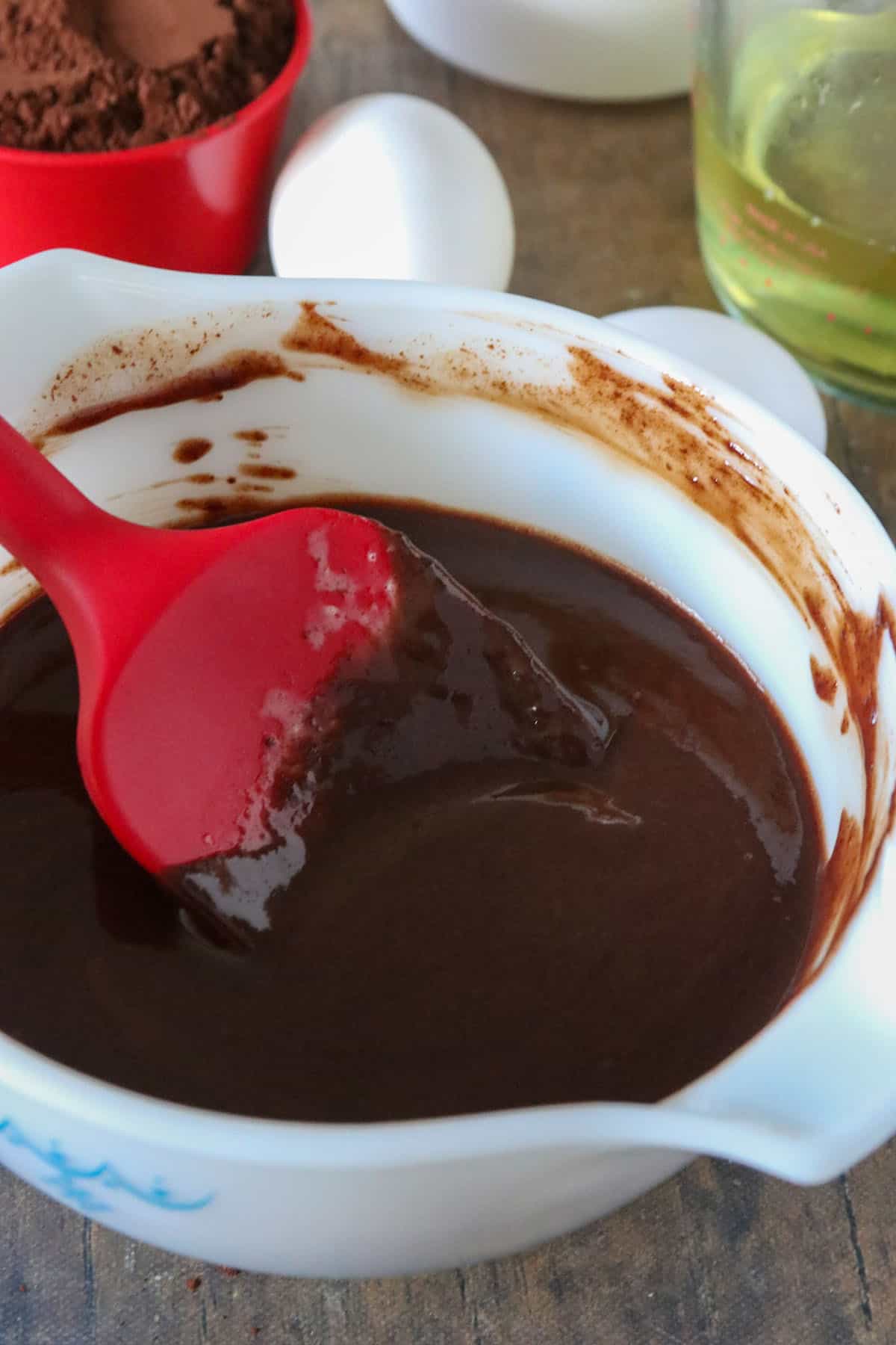 The chocolate ganache in a bowl.