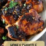 Honey Chipotle Chicken Thighs on a plate.