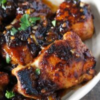 Close up shot of Honey Chipotle Chicken Thighs.