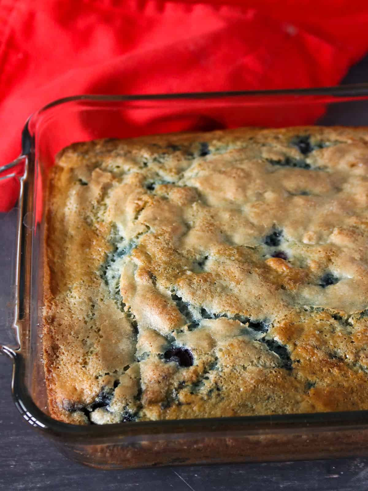 The freshly baked Blueberry breakfast cake.