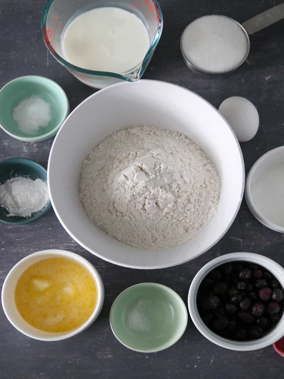 The ingredients for the Easy Blueberry Breakfast Cake.