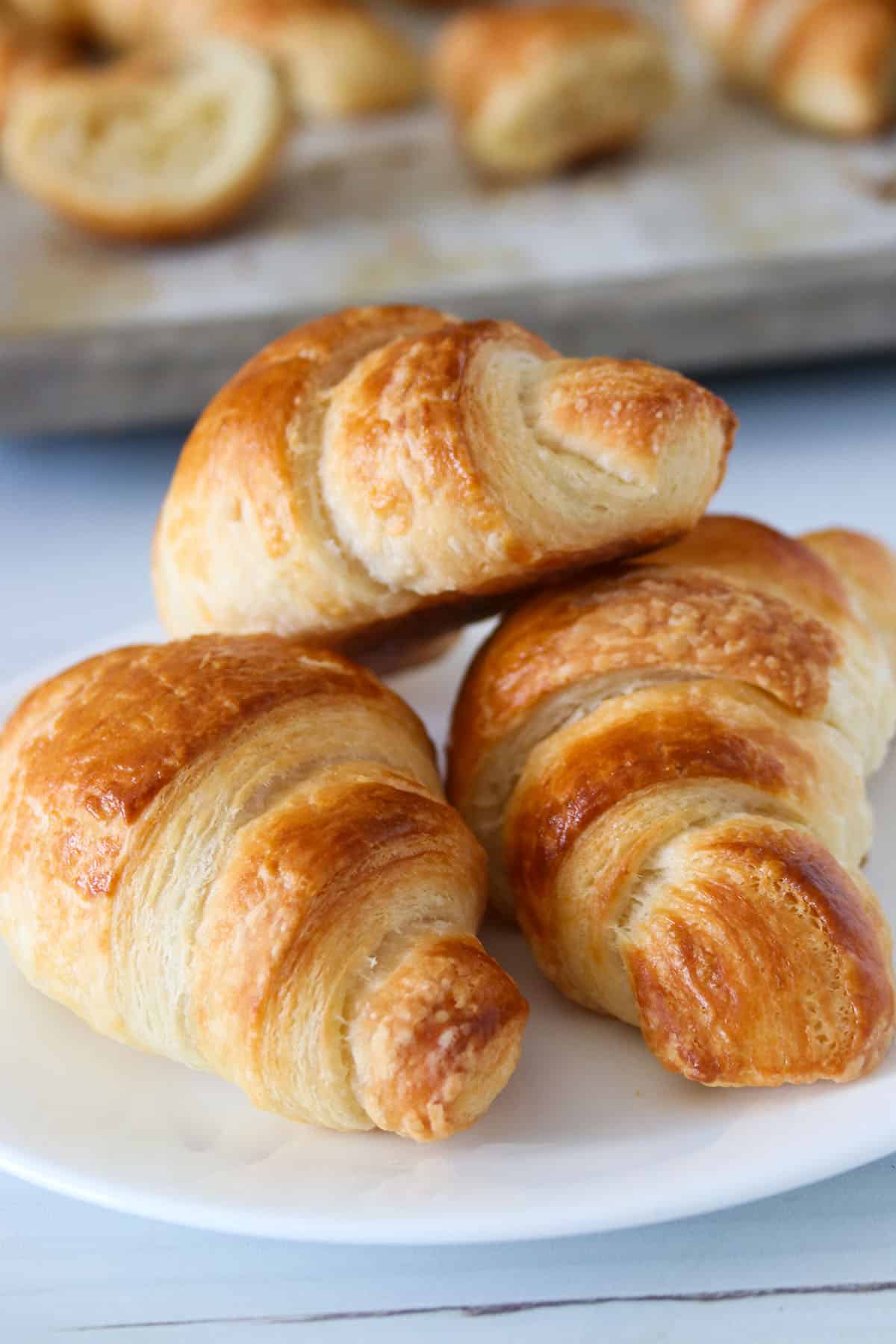 Three Croissants in a plate.