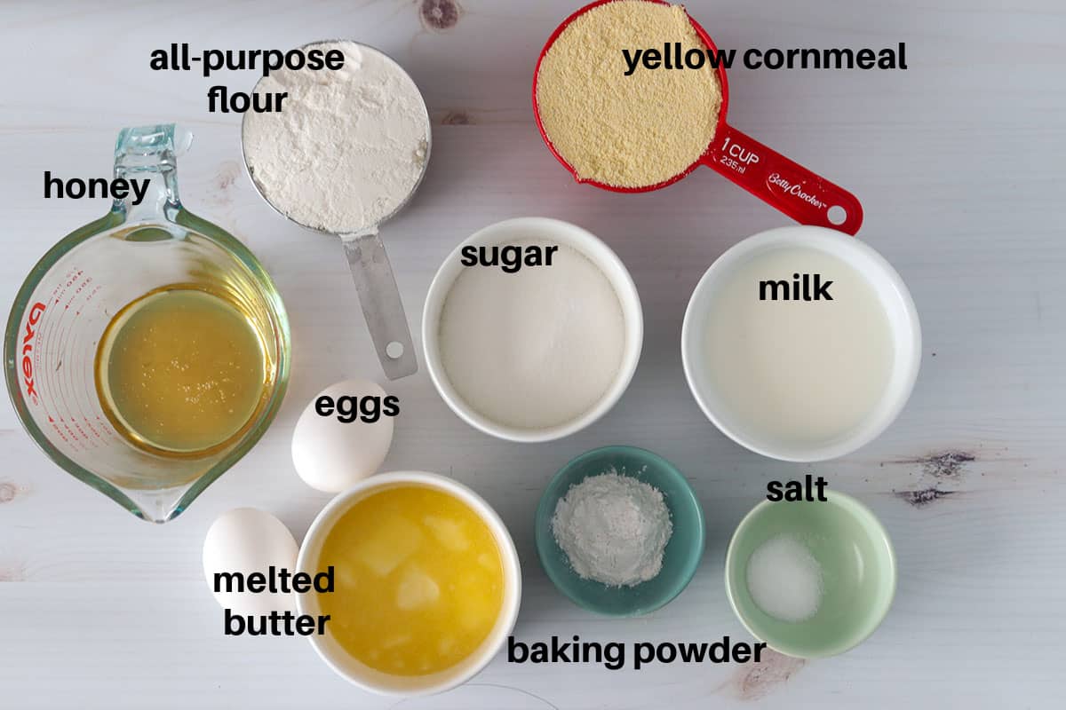 The ingredients for the cornbread muffins.