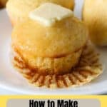 Cornbread muffin topped with butter.