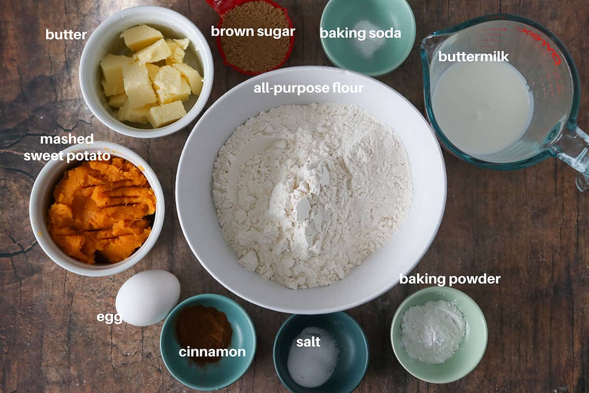 The ingredients for Sweet Potato Scones.