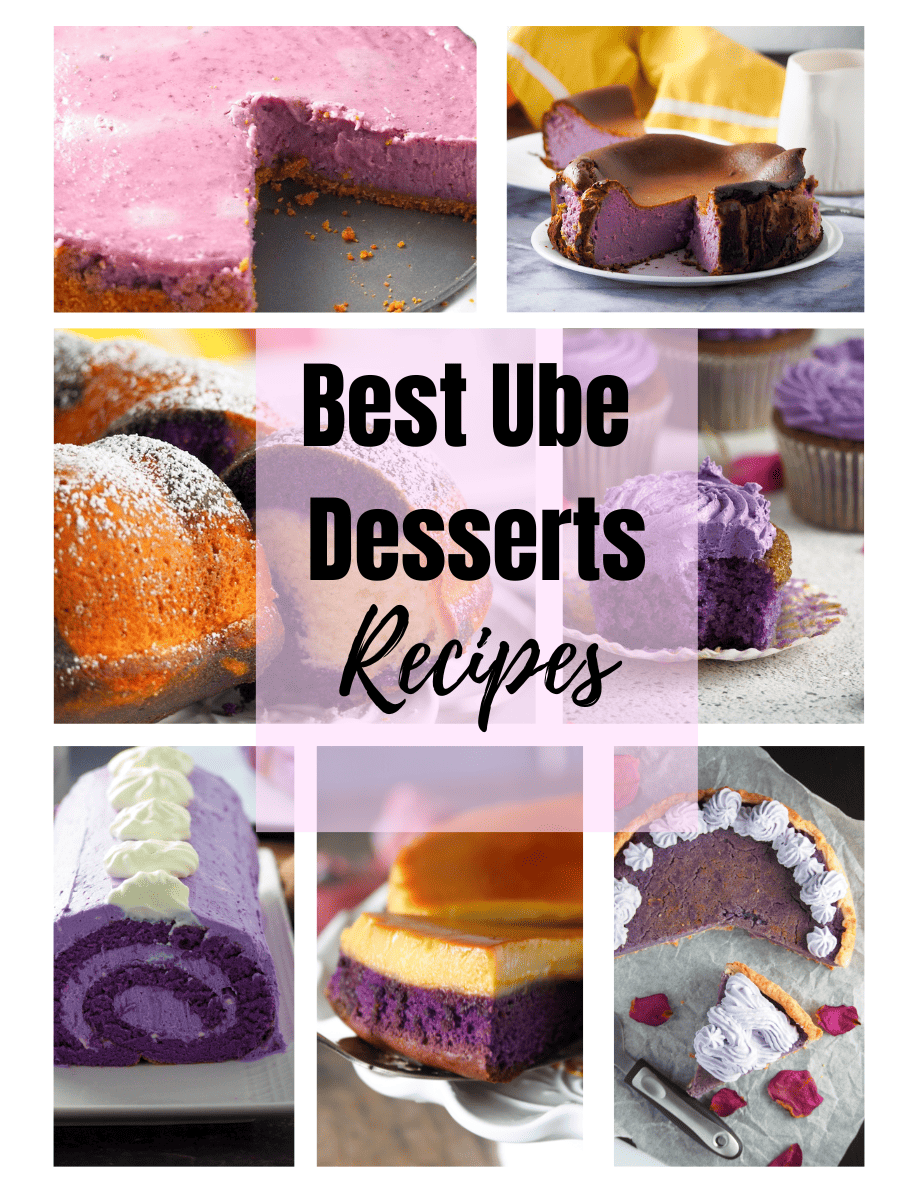 Ube dessert recipes collage.