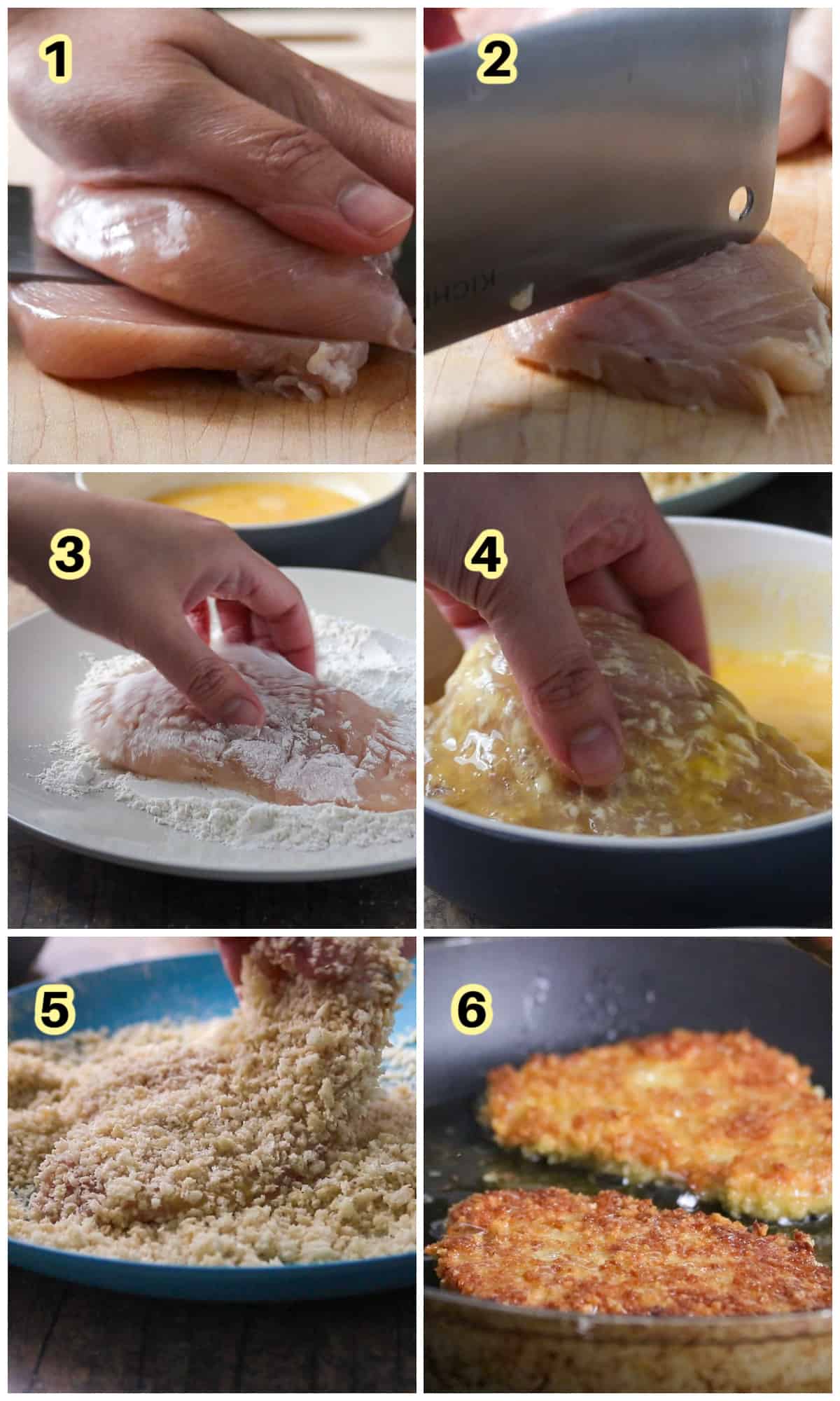 The process of making chicken katsu.