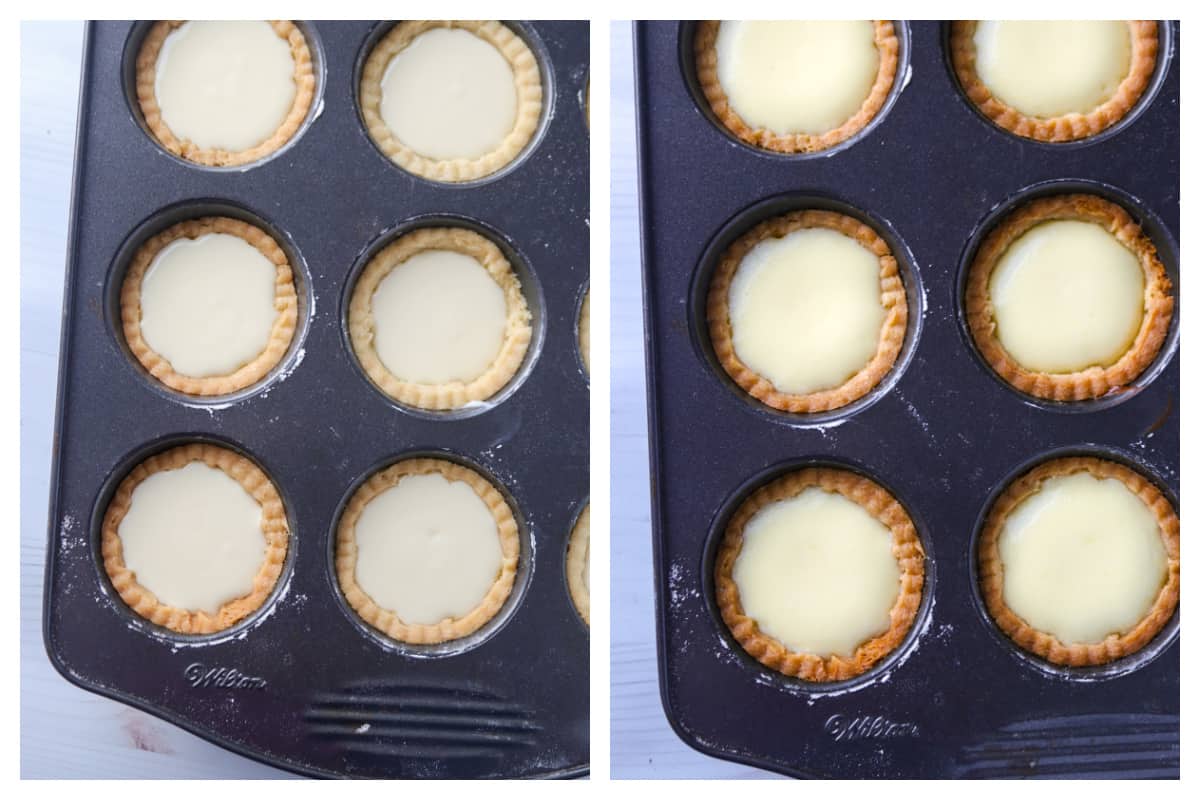 The Hokkaido Cheese Tarts before and after baking.