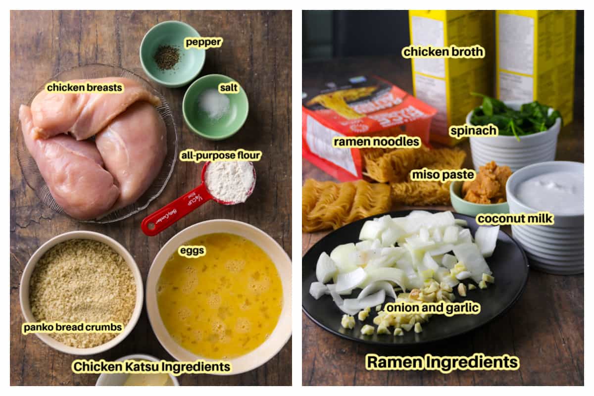 The Chicken Katsu ramen ingredients.