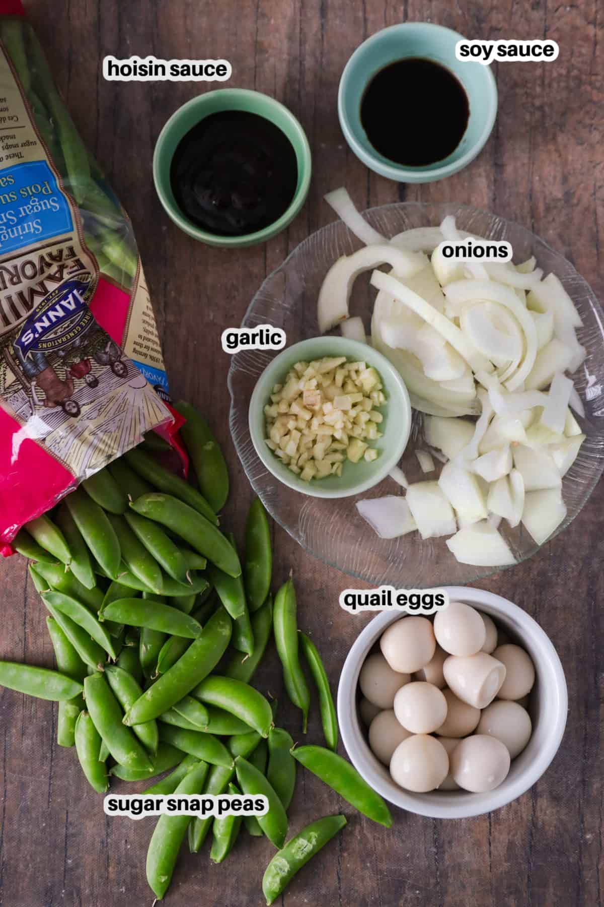 Sugar Snap peas stir fry ingredients.