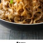 Sesame noodles in a dish.