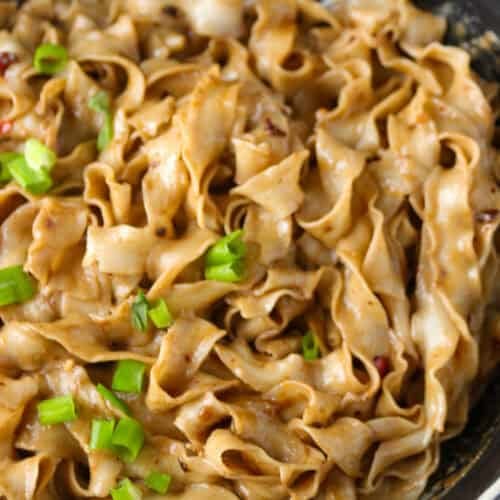 Sesame noodles on a dish.