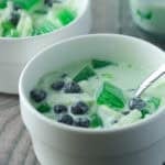 Buko pandan dessert served mini bowls.